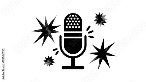 Classic studio microphone icon representing sound recording, singing, and media communication concept