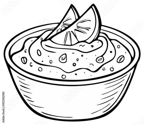 Guacamole Bowl Illustration with Lime Wedges Traditional Mexican Food Ingredient Recipe Ingredient