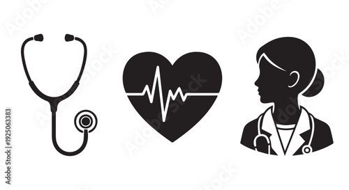 Healthcare Silhouette Icon Set: Medicine & Wellness