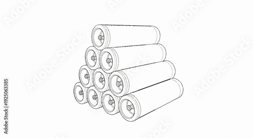 Stacked cylindrical objects with spokes and rims forming a pyramid