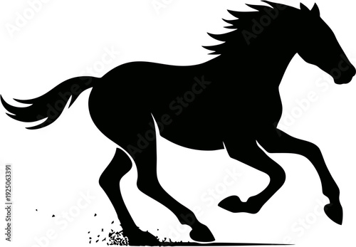 Horse and Jockey Racing Silhouette Vector Illustration on White Background