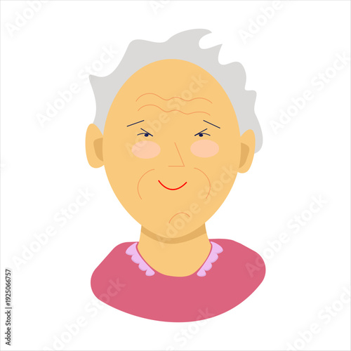 Portrait of an elderly woman, illustrated in vector format.