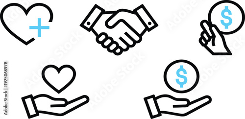 Donation and finance icon set