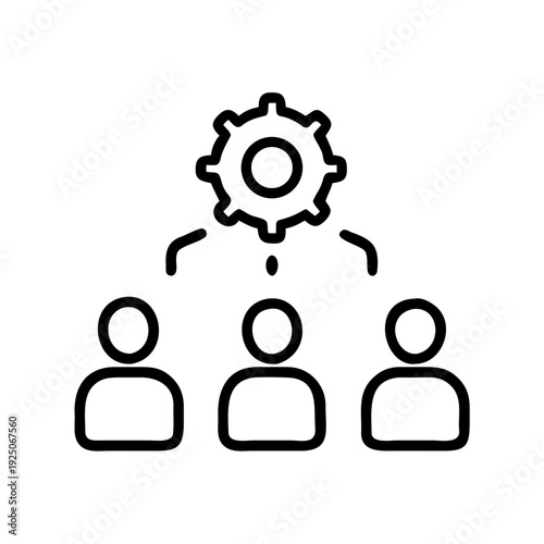 Teamwork collaboration process management and settings icon for business strategy and development concept