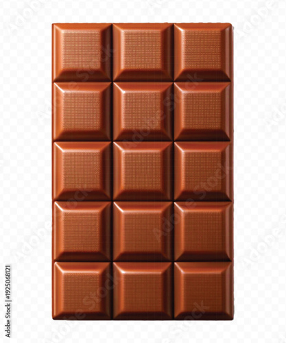 realistic 3d smooth chocolate bar in different style isolated on transparent background
