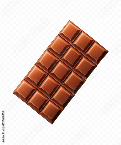 realistic 3d smooth chocolate bar in different style isolated on transparent background