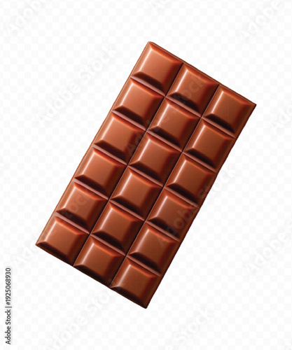 realistic 3d smooth chocolate bar in different style isolated on transparent background