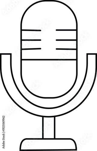 A black line drawing of a microphone on a stand