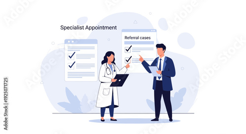 Doctor and Patient Discussing Referral Cases and Specialist Appointment