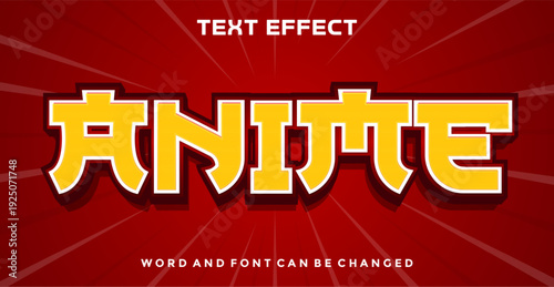 Anime 3D Text Effect with Japanese Style Typography on Red Radial Background