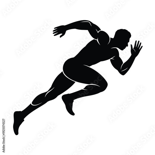Silhouette of a male athlete sprinting forward in a dynamic running pose