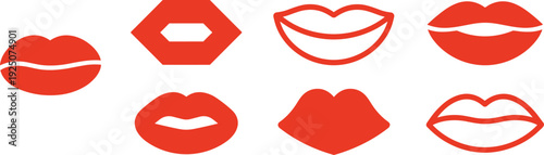 lips silhouette, red lips, kiss lips, lipstick icon, mouth silhouette,