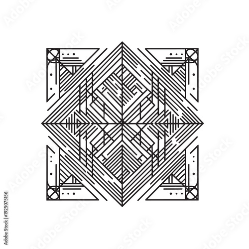 Modern Minimal Geometric Line Art Motif Pattern