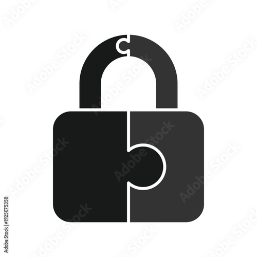 Puzzle Padlock Vector Icon – Unlock Security Concept