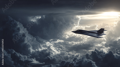 Fighter-bomber jet in flight