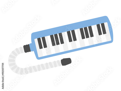 水色の鍵盤ハーモニカ・ピアニカのイラスト