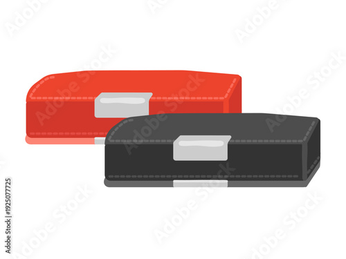 赤と黒色の筆箱のイラストセット