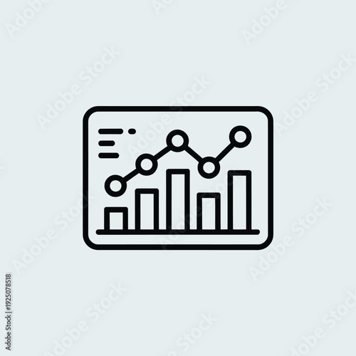 Stylized icon depicting a graph with rising trendlines and bar chart elements