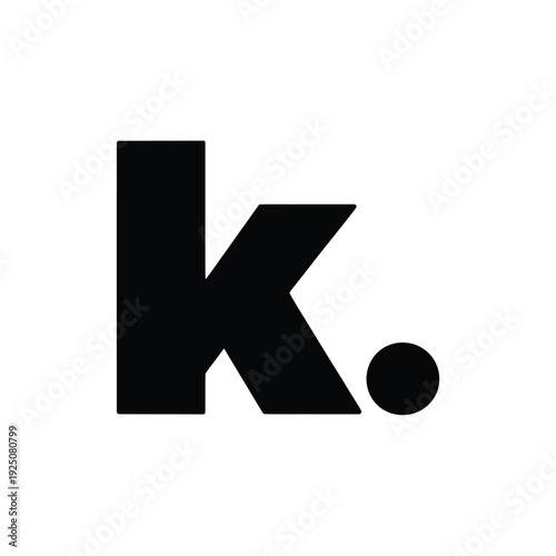 Bold black letter k icon with a small dot below minimalist graphic design