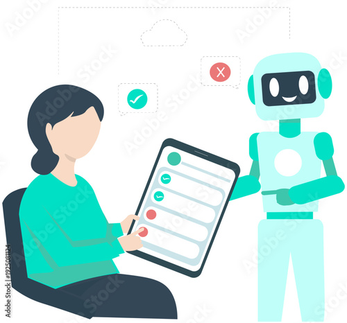 ai chatbot assistant helping user flat vector
