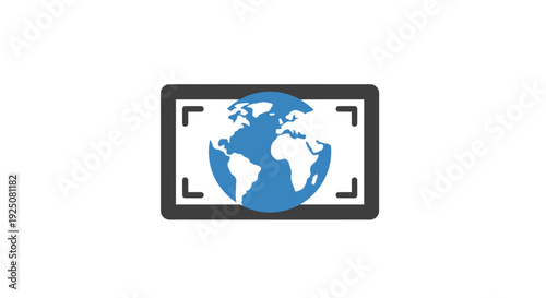 Blue Earth Globe Icon Graphic.