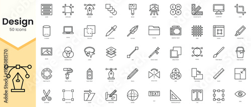 Simple Outline Set of design icons. Linear style icons pack. Vector illustration