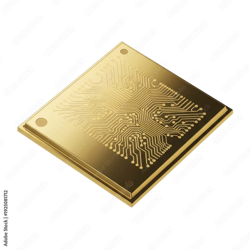 Fototapeta premium Golden Microchip Circuit Board Technology