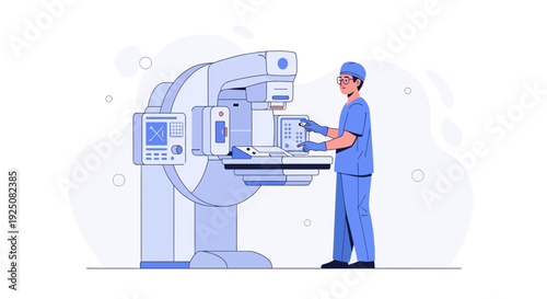 Medical Technician Operating Advanced Imaging Machine in Clinic