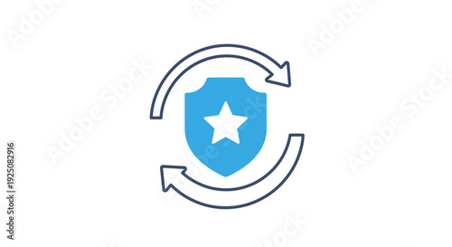 Blue shield with white star symbol.