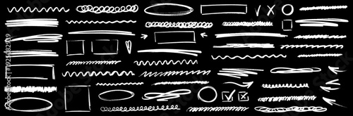 Playful kid draws line with crayon and pen, highlight and scribble add fun, underline and marker join brush, crayon and scribble glow with soft highlight.