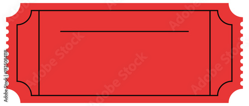 Red ticket stub with black outline on for event or raffle purposes