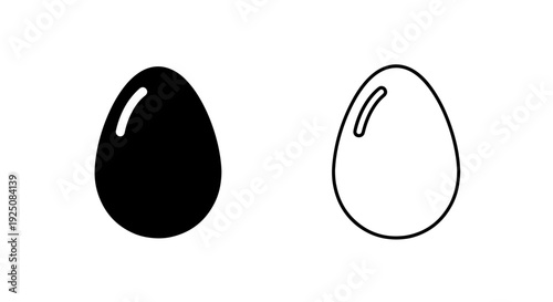 Simple black and white icons of an egg, representing breakfast, protein, and life.