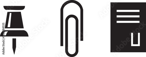 Office Pin Paperclip Archive Document Management Icon Set