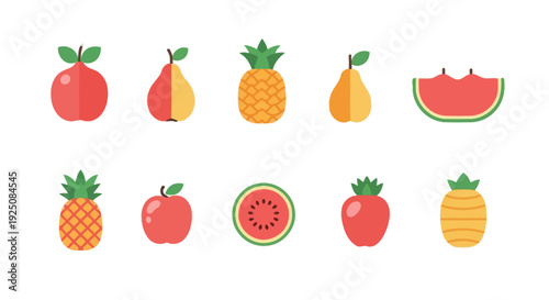 A vibrant collection of various fruits displayed in a grid pattern on a clean background