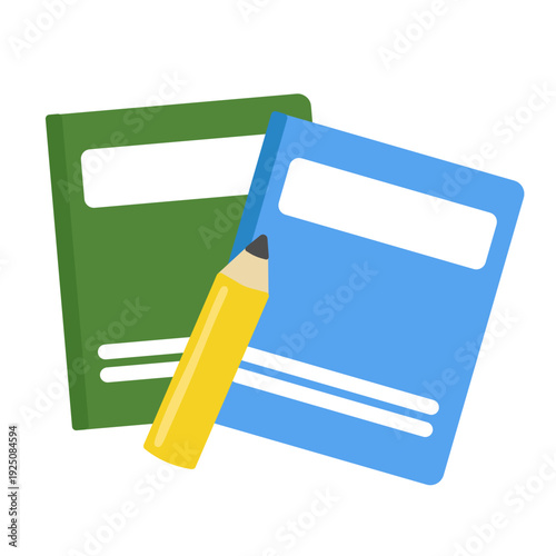 2冊のノートと鉛筆のイラスト