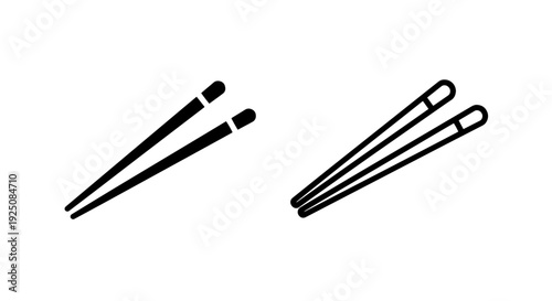 Black and white icons of chopsticks, perfect for representing Asian food and dining culture