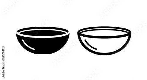 Black and white bowl icons, representing food, dining, and simple kitchenware