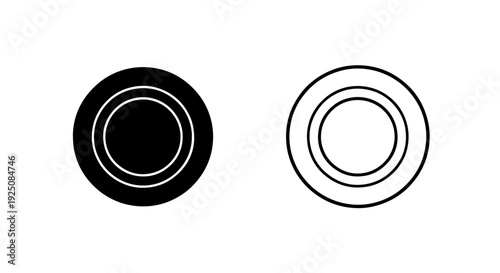 Concentric circle icons in black and white, representing platters or plates for food presentation
