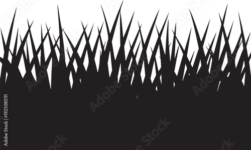 Vector graphic illustration of black grass silhouettes against a white background showcasing a simple yet elegant design element