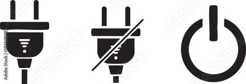 Electric Plug Power Off Connection Energy Vector Icon