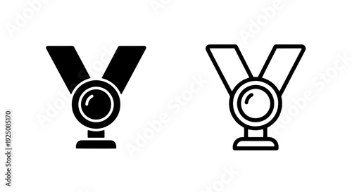 Simple Black Medal Icon Illustration Representing Award, Achievement, and Sports Success