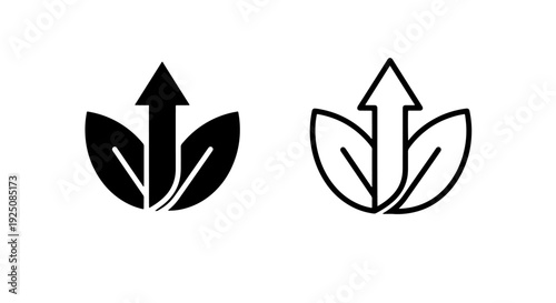 Organic Green Growth Eco-Friendly Upward Arrow Symbol Illustration for Sustainable Business Development