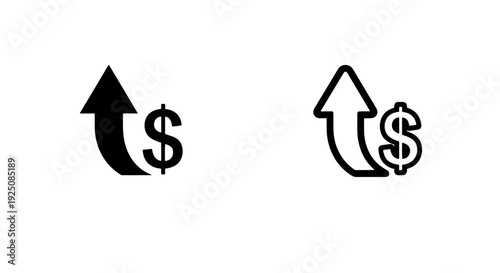 Financial Growth Upward Arrow with Dollar Sign Icon for Business and Investment Returns