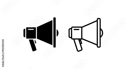 Megaphone Communication Icon: Public Announcement and Marketing Promotion Symbol