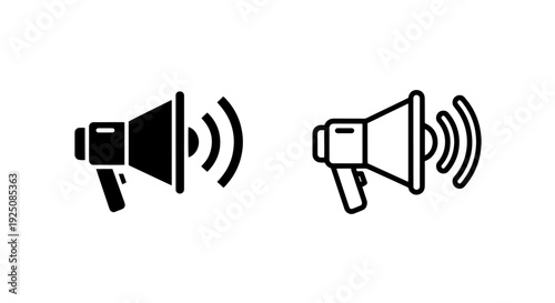 Minimalist Megaphone Icon Set for Public Awareness, News, and Urgent Messages Concept