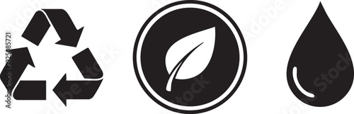 Earth Day Recycle Eco Water Green Energy Icons