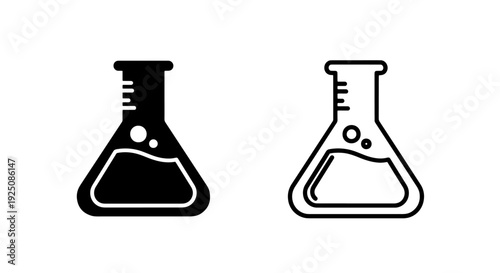 Chemistry Laboratory Flask Icon with Liquid for Scientific Experiments