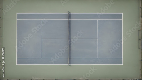 Empty Tennis Court Top View with Clean Lines