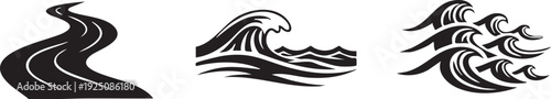 Nature River Ocean Wave Water Current Vector Icon