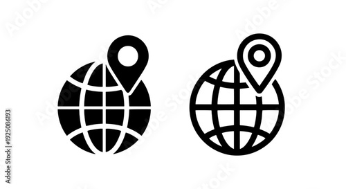 Global Location and World Map Pin Icon for Travel or Navigation